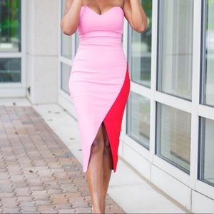 Vesper sweetheart pink and red color block dress 8